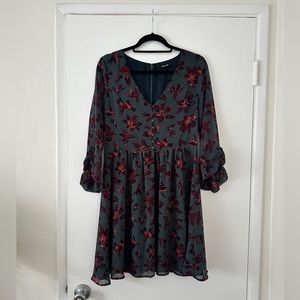 Madewell Green Pink Floral Short Dress